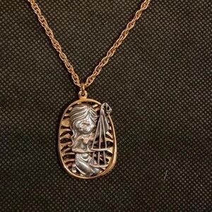 Gold and Silver Tone Zodiac Pendant Necklace